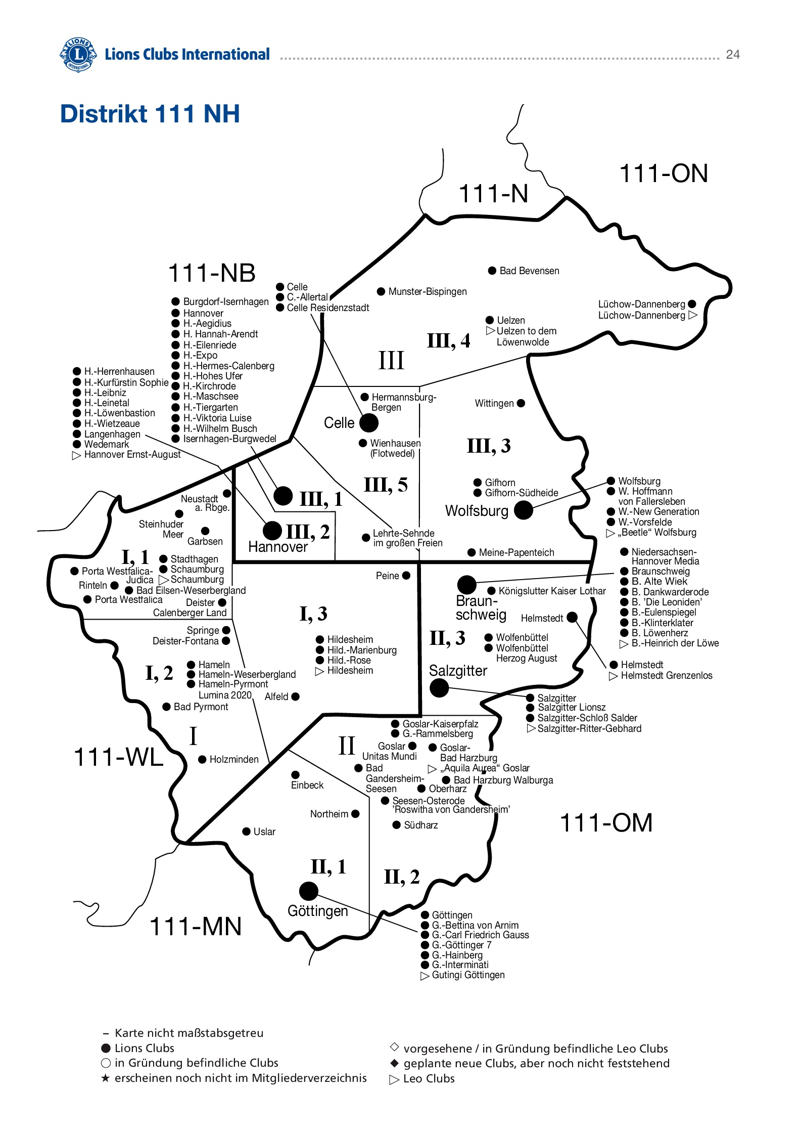 Die Clubs in unserem Distrikt / Stand: 07/2024