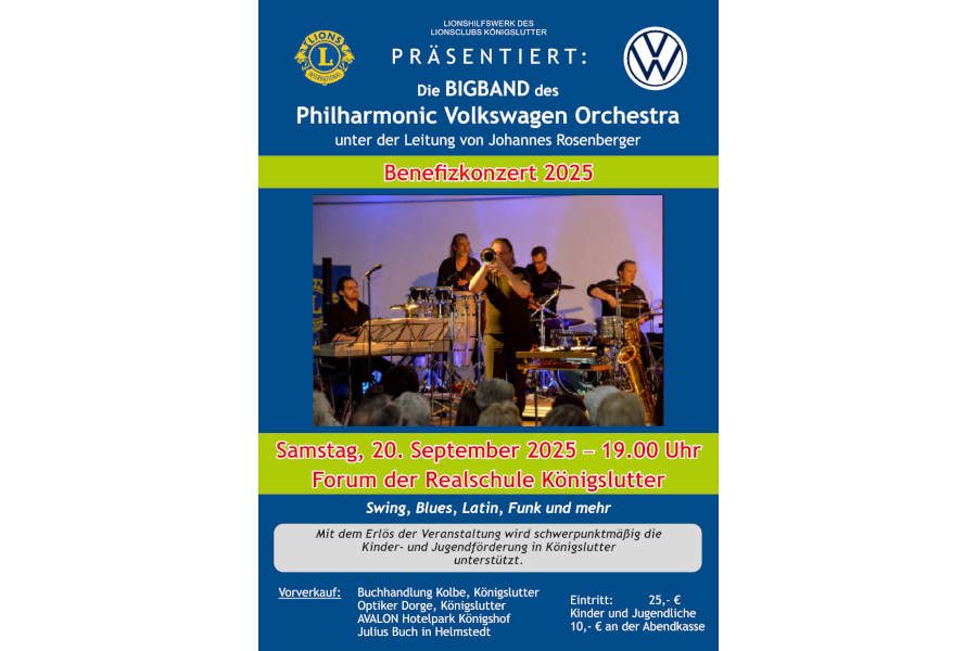 Plakat Benefizkonzert 2025 des Das Lions-Hilfswerk des Lions Clubs Königslutter