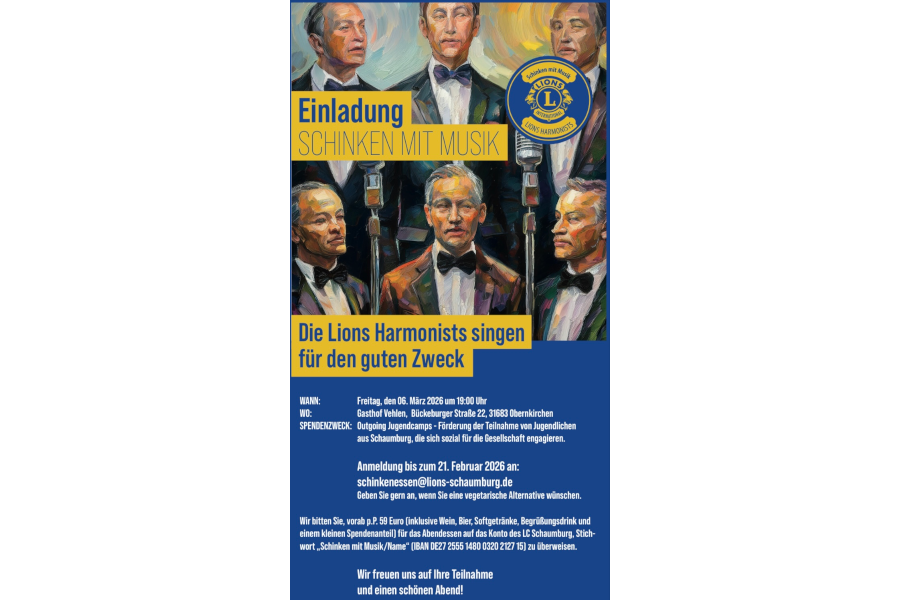 Plakat Lions Club Schaumburg - Einladung zum Schinkenessen mit Musik